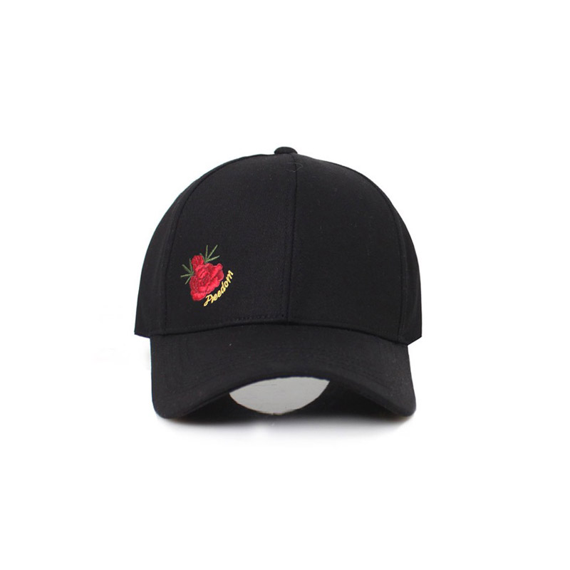BCB015 weed Red Rose Ball-cap Black